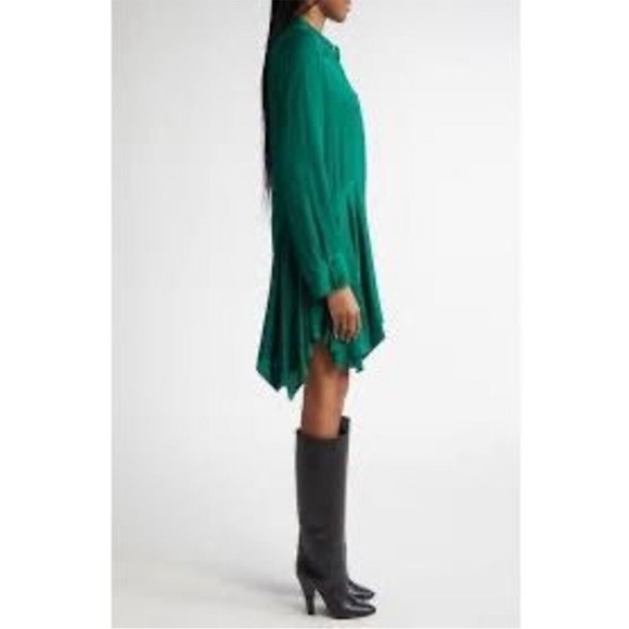 NWOT Alice + Olivia Women's Green Avita Long Sleeve Asymmetric Shirt Dress - Picture 4 of 10